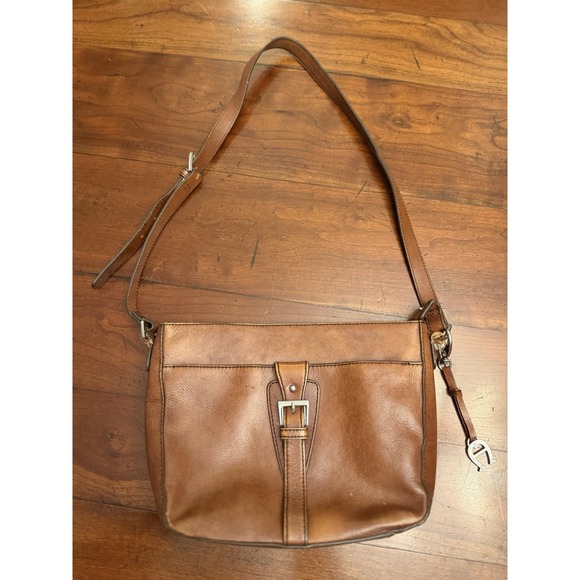 Etienne Aigner Handbags - Vintage Etienne Aigner Brown Leather Crossbody Shoulder Bag Purse Buckle Accent